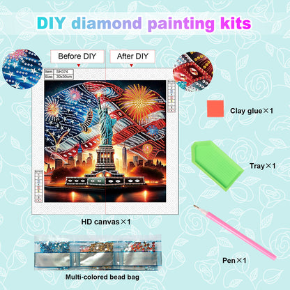 Diamond Painting - Partial Special Shaped - Independence Day Statue Of Liberty (30*30CM)