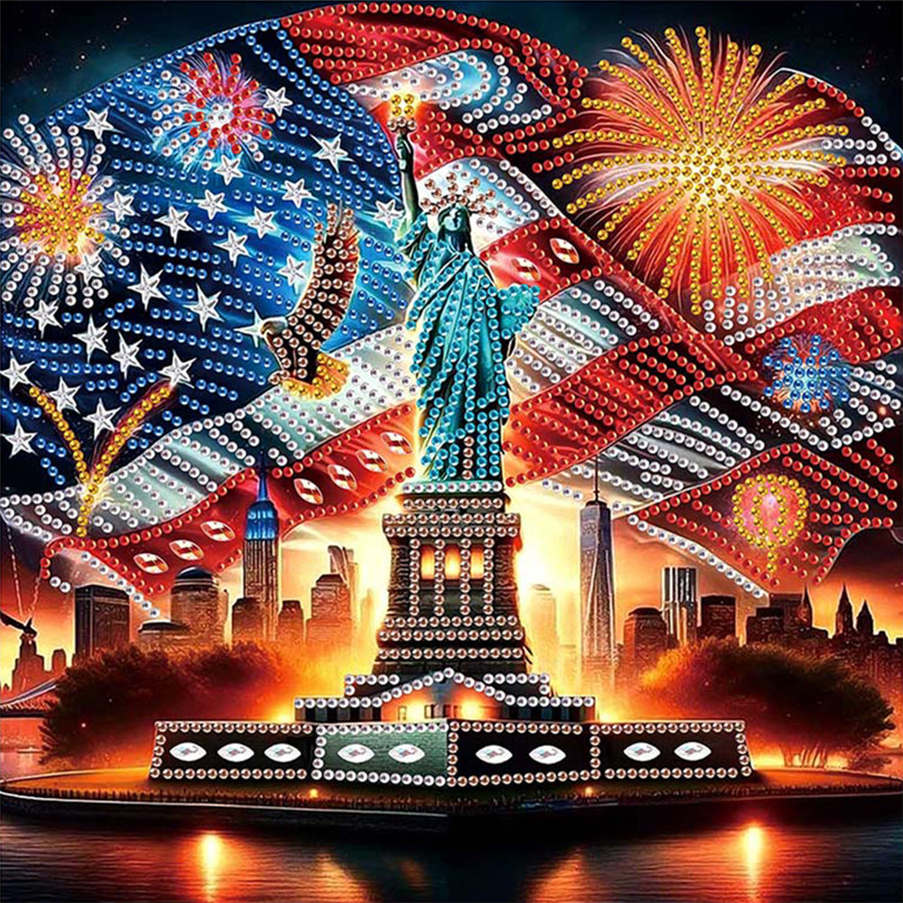 Diamond Painting - Partial Special Shaped - Independence Day Statue Of Liberty (30*30CM)