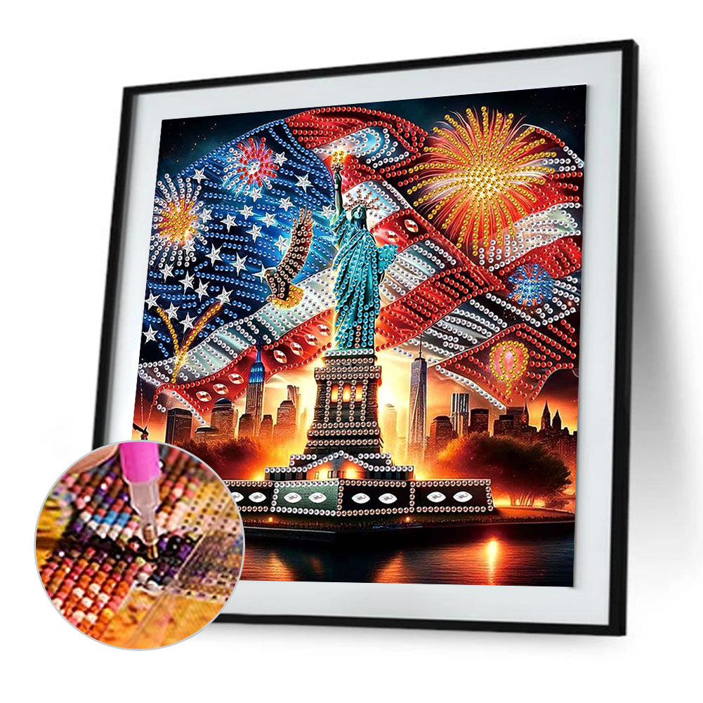Diamond Painting - Partial Special Shaped - Independence Day Statue Of Liberty (30*30CM)