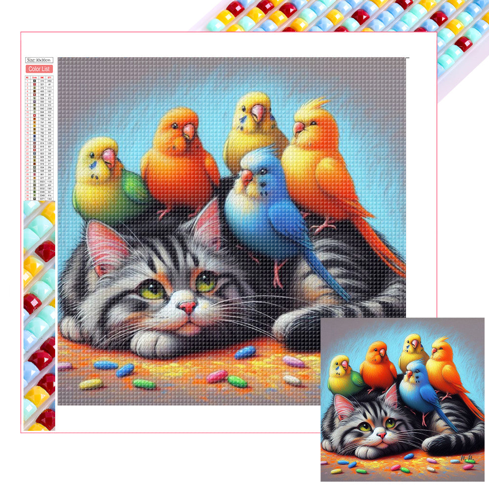 Diamond Painting - Full Square - Parrot And Cat (30*30CM)