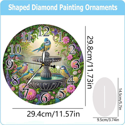 Acrylic Special Shape Garden Bird 5D Diamond Painting Clock Art Craft for Adults