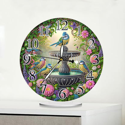 Acrylic Special Shape Garden Bird 5D Diamond Painting Clock Art Craft for Adults