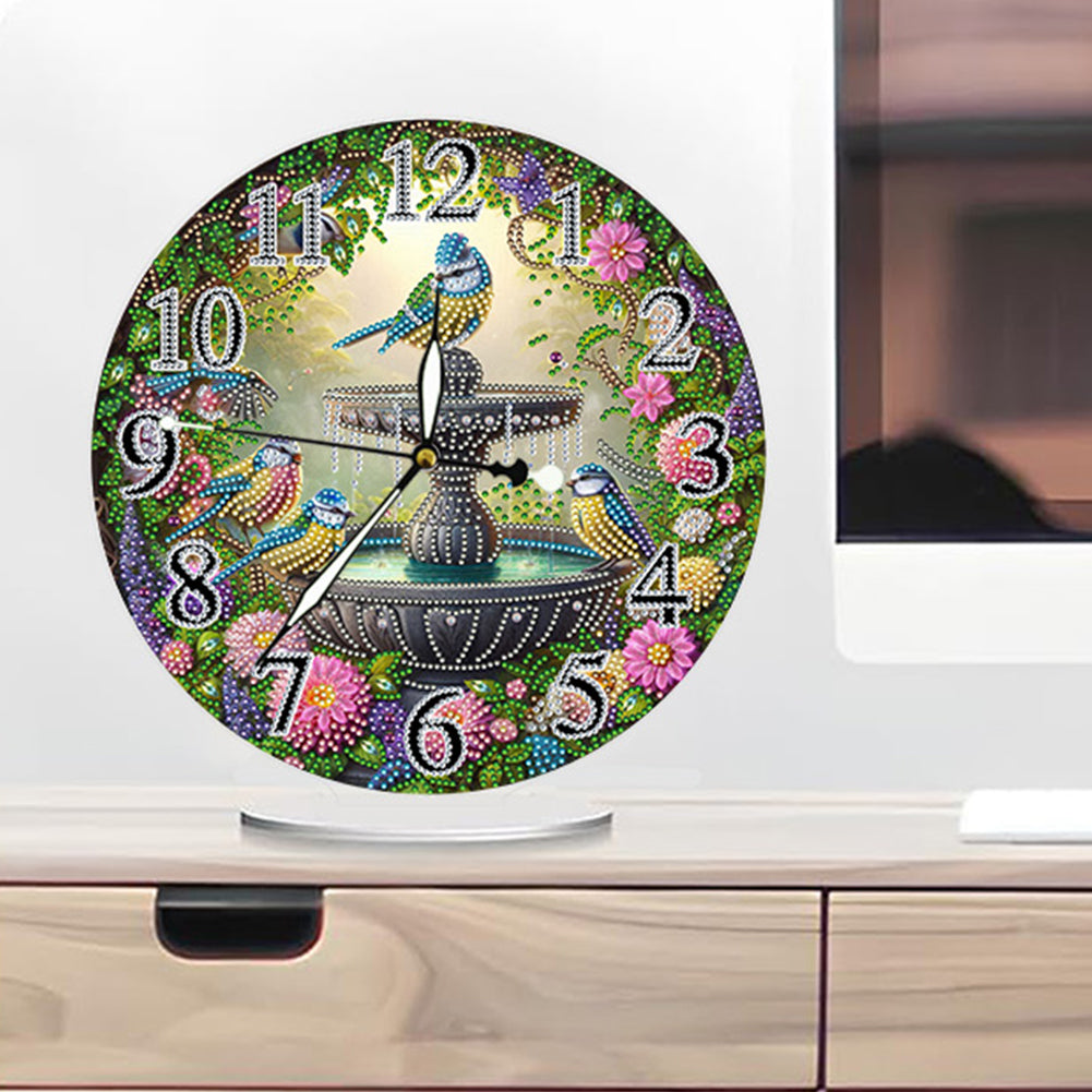 Acrylic Special Shape Garden Bird 5D Diamond Painting Clock Art Craft for Adults