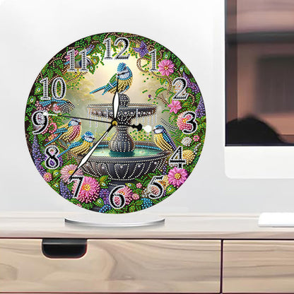 Acrylic Special Shape Garden Bird 5D Diamond Painting Clock Art Craft for Adults