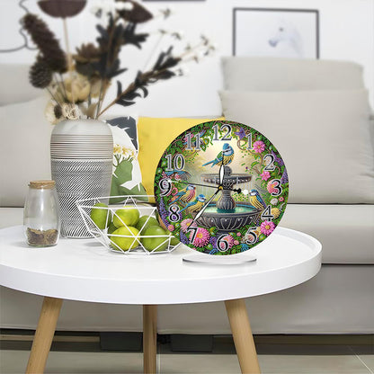 Acrylic Special Shape Garden Bird 5D Diamond Painting Clock Art Craft for Adults