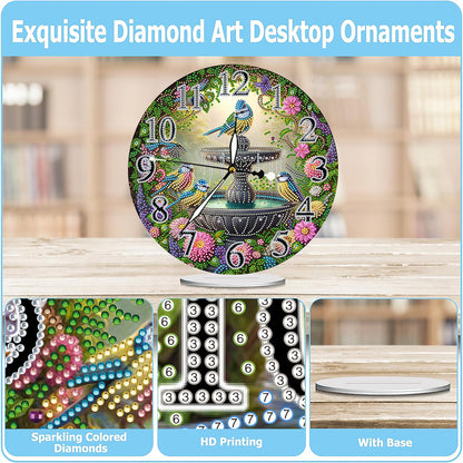 Acrylic Special Shape Garden Bird 5D Diamond Painting Clock Art Craft for Adults