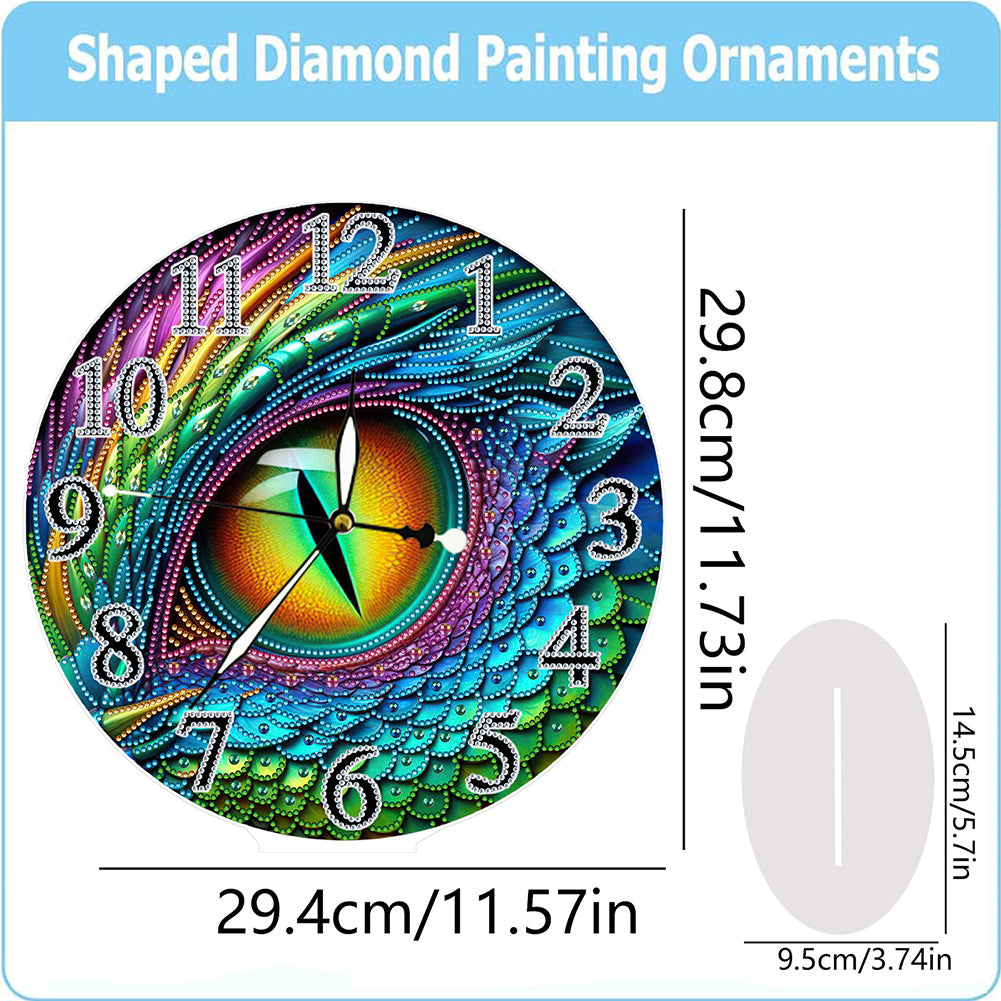 Acrylic Special Shape Dragon Eye 5D Diamond Painting Clock Art Craft for Adults