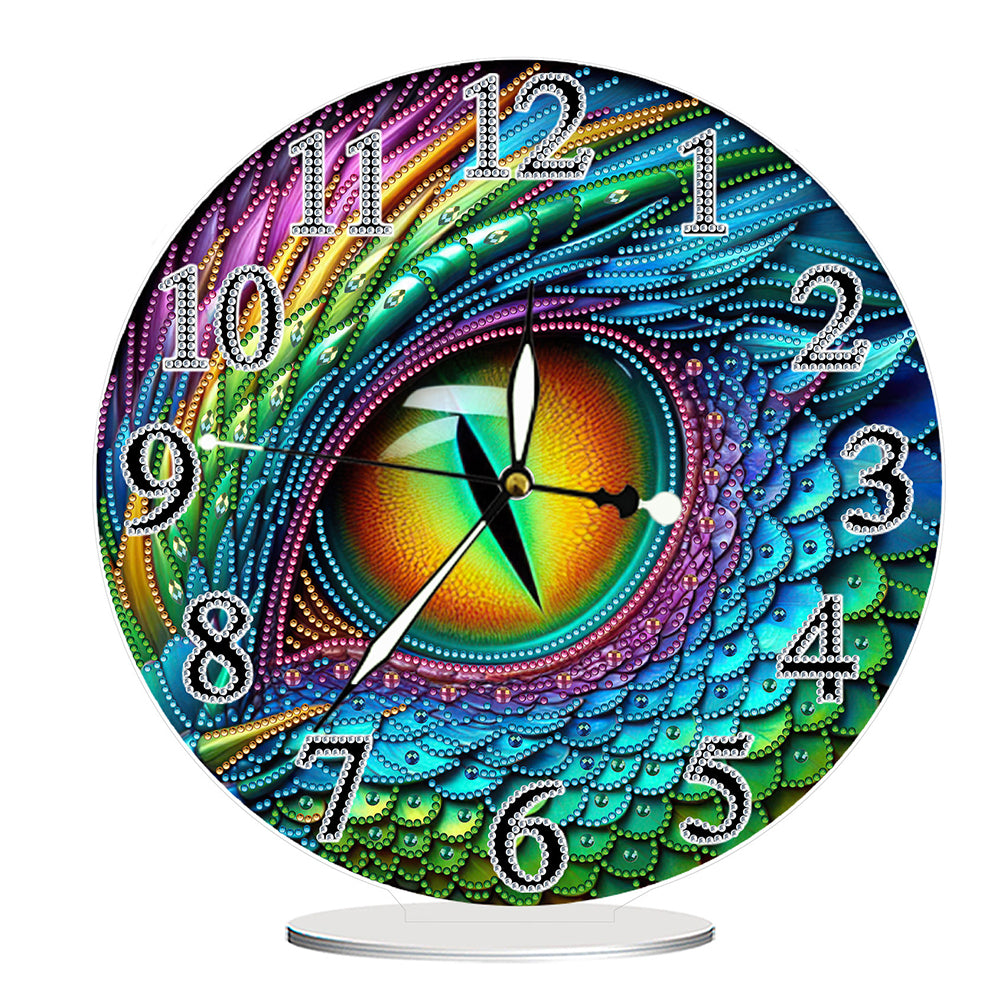 Acrylic Special Shape Dragon Eye 5D Diamond Painting Clock Art Craft for Adults