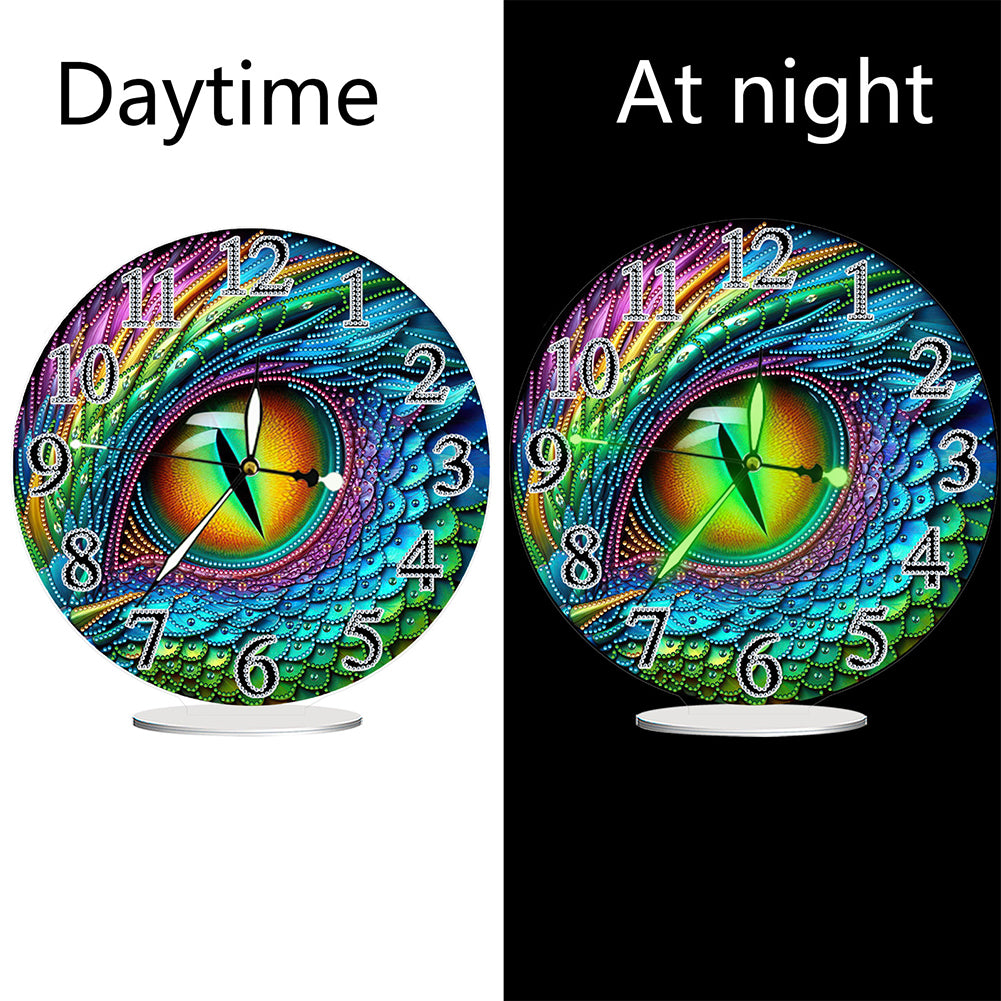 Acrylic Special Shape Dragon Eye 5D Diamond Painting Clock Art Craft for Adults