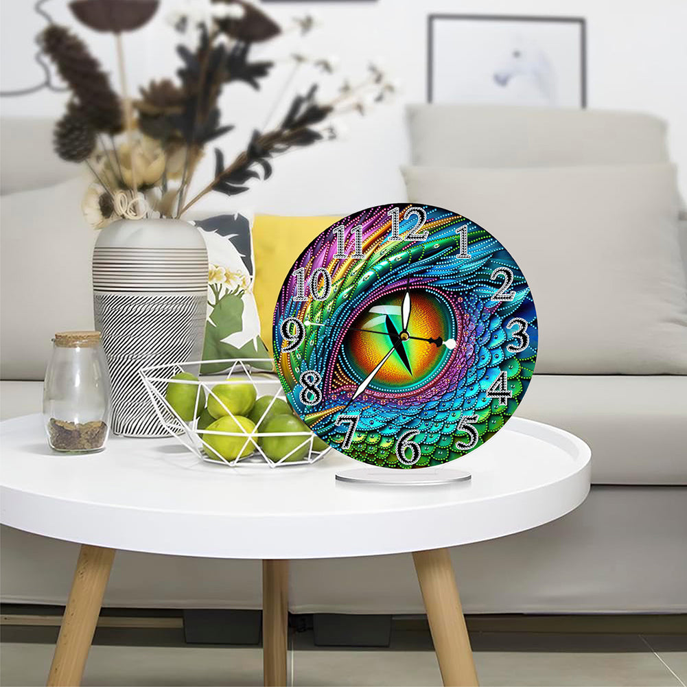 Acrylic Special Shape Dragon Eye 5D Diamond Painting Clock Art Craft for Adults