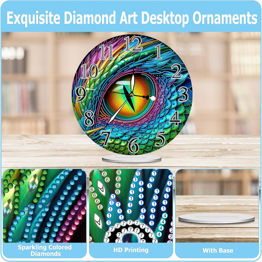 Acrylic Special Shape Dragon Eye 5D Diamond Painting Clock Art Craft for Adults