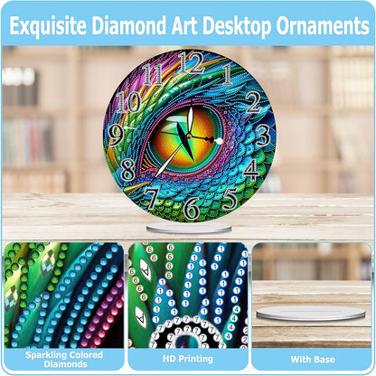 Acrylic Special Shape Dragon Eye 5D Diamond Painting Clock Art Craft for Adults