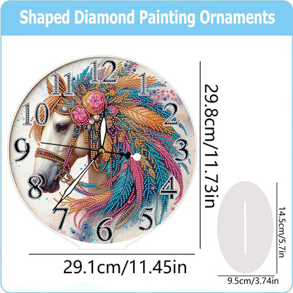 Acrylic Special Shape Horse 5D Diamond Painting Clock Art Craft for Adults