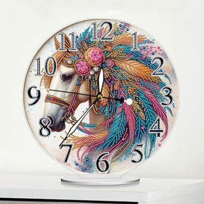 Acrylic Special Shape Horse 5D Diamond Painting Clock Art Craft for Adults