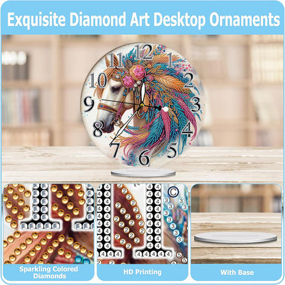 Acrylic Special Shape Horse 5D Diamond Painting Clock Art Craft for Adults