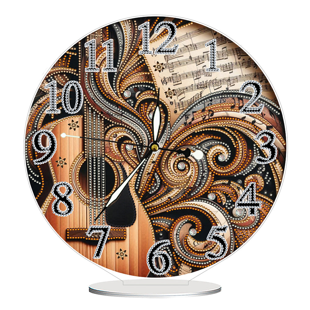 Acrylic Special Shape Piano Sheet Music 5D Diamond Painting Clock Art Craft