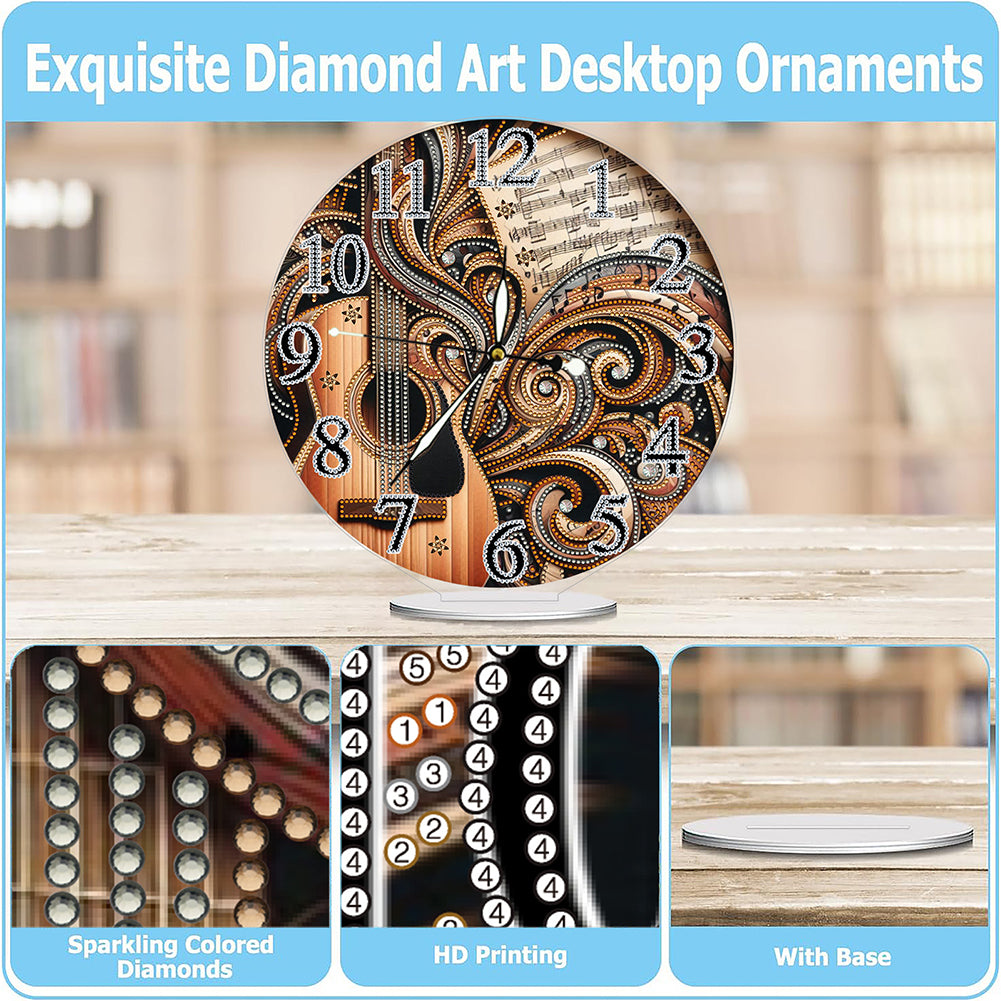 Acrylic Special Shape Piano Sheet Music 5D Diamond Painting Clock Art Craft