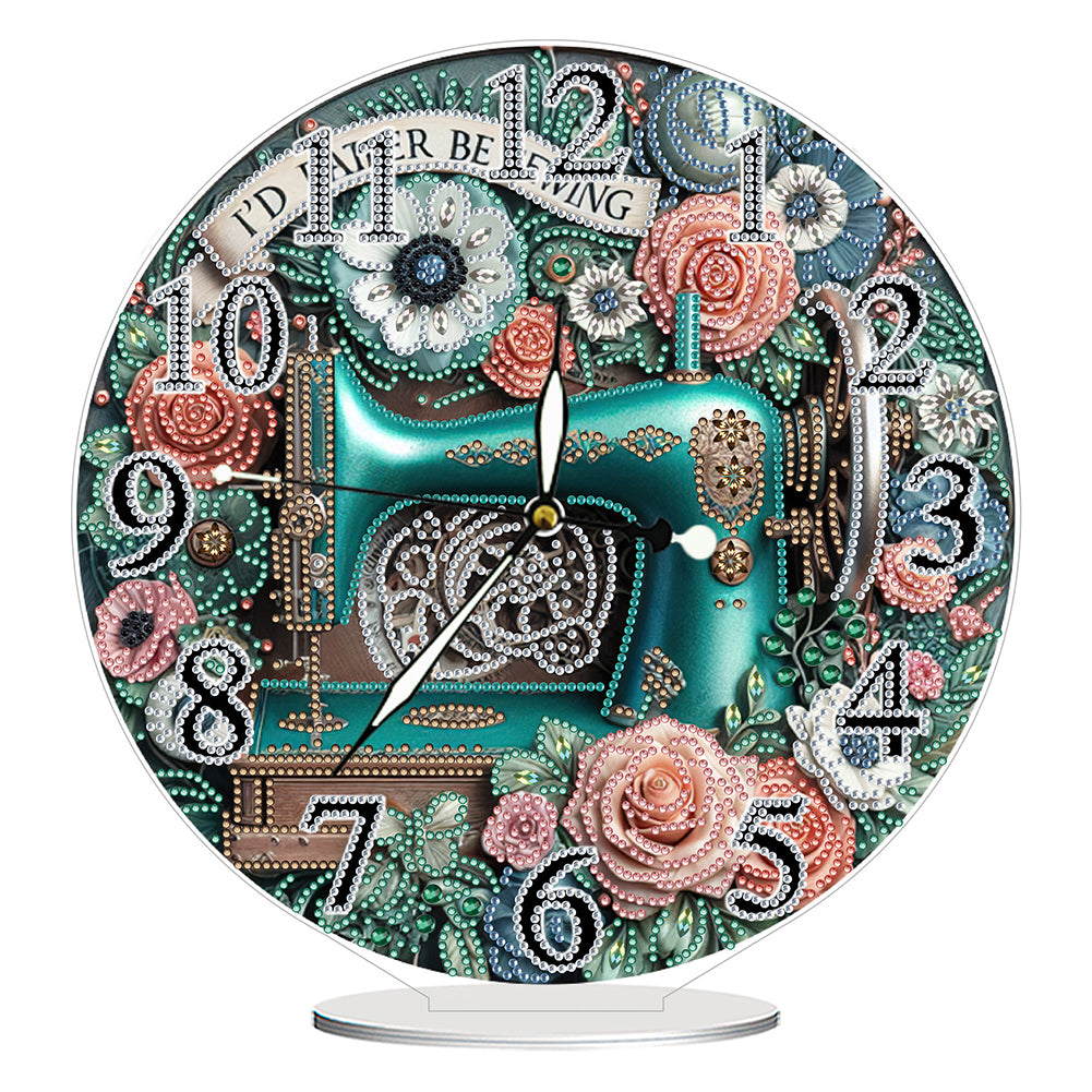 Acrylic Special Shape Sewing Machine 5D Diamond Painting Clock Art Craft