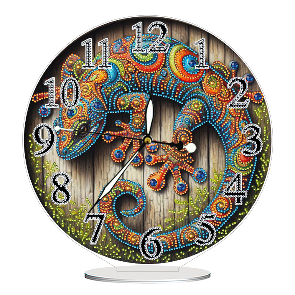 Acrylic Special Shape Lizard 5D Diamond Painting Clock Art Craft for Adults
