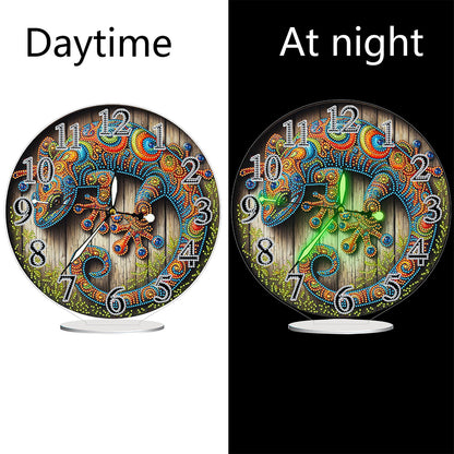Acrylic Special Shape Lizard 5D Diamond Painting Clock Art Craft for Adults