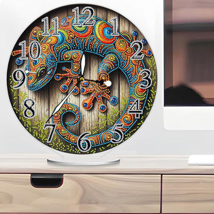 Acrylic Special Shape Lizard 5D Diamond Painting Clock Art Craft for Adults