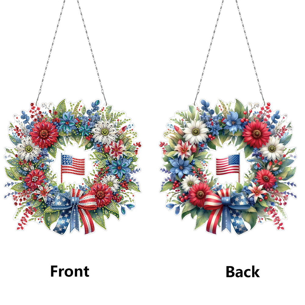 Independence Day Wreath DIY Diamond Painting Art Pendant Kit for Art Crafts