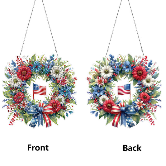 Independence Day Wreath DIY Diamond Painting Art Pendant Kit for Art Crafts
