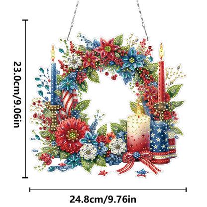 Independence Day Wreath Candles DIY Diamond Painting Art Pendant for Art Crafts