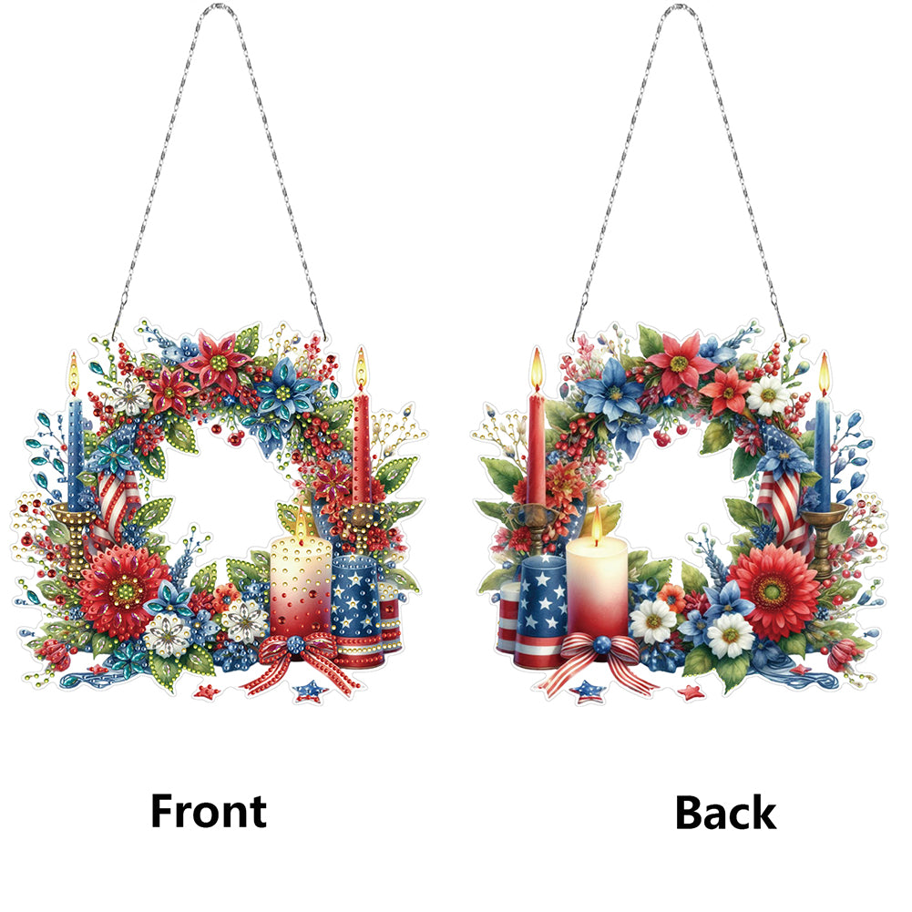 Independence Day Wreath Candles DIY Diamond Painting Art Pendant for Art Crafts