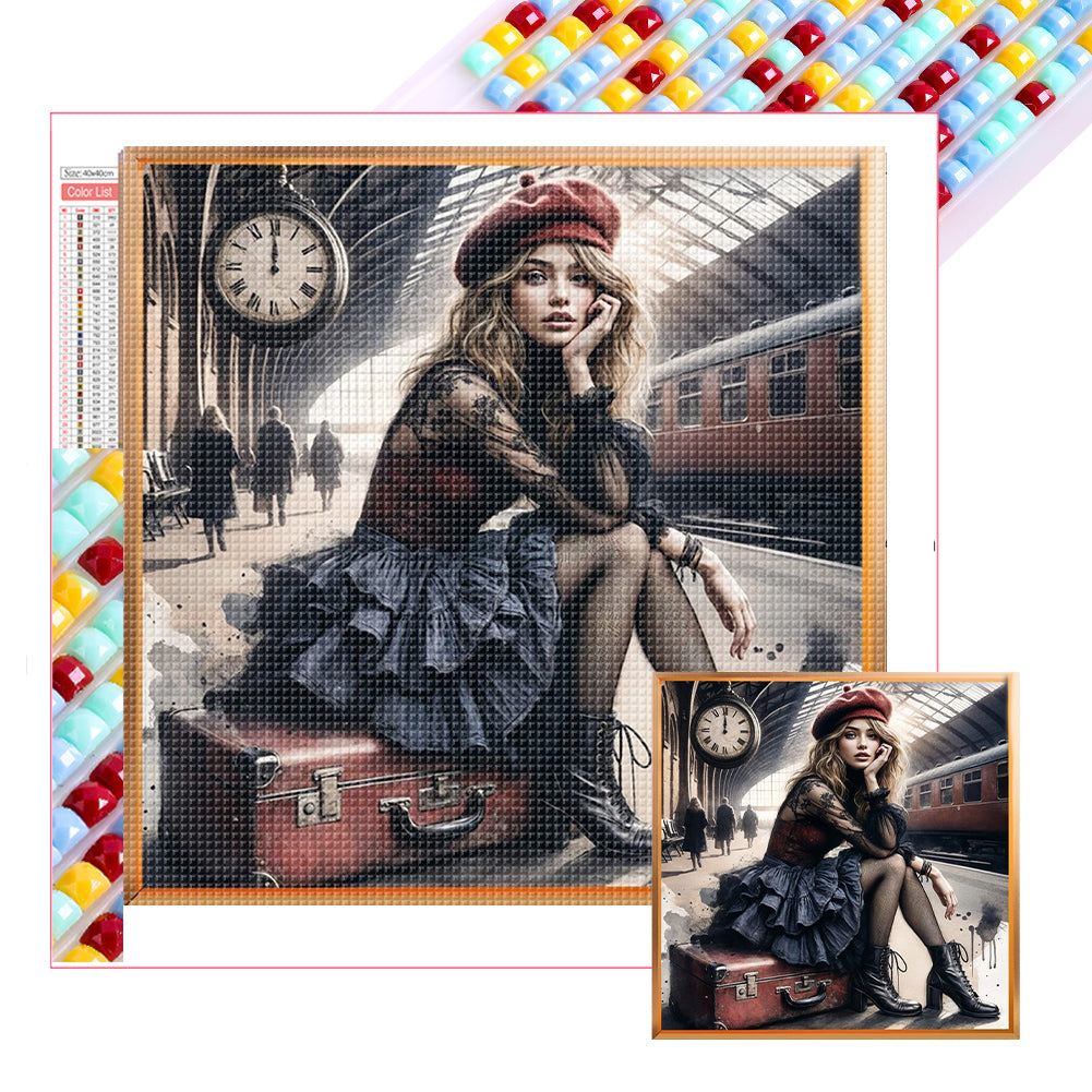 Diamond Painting - Full Square - Woman At The Station (40*40CM)
