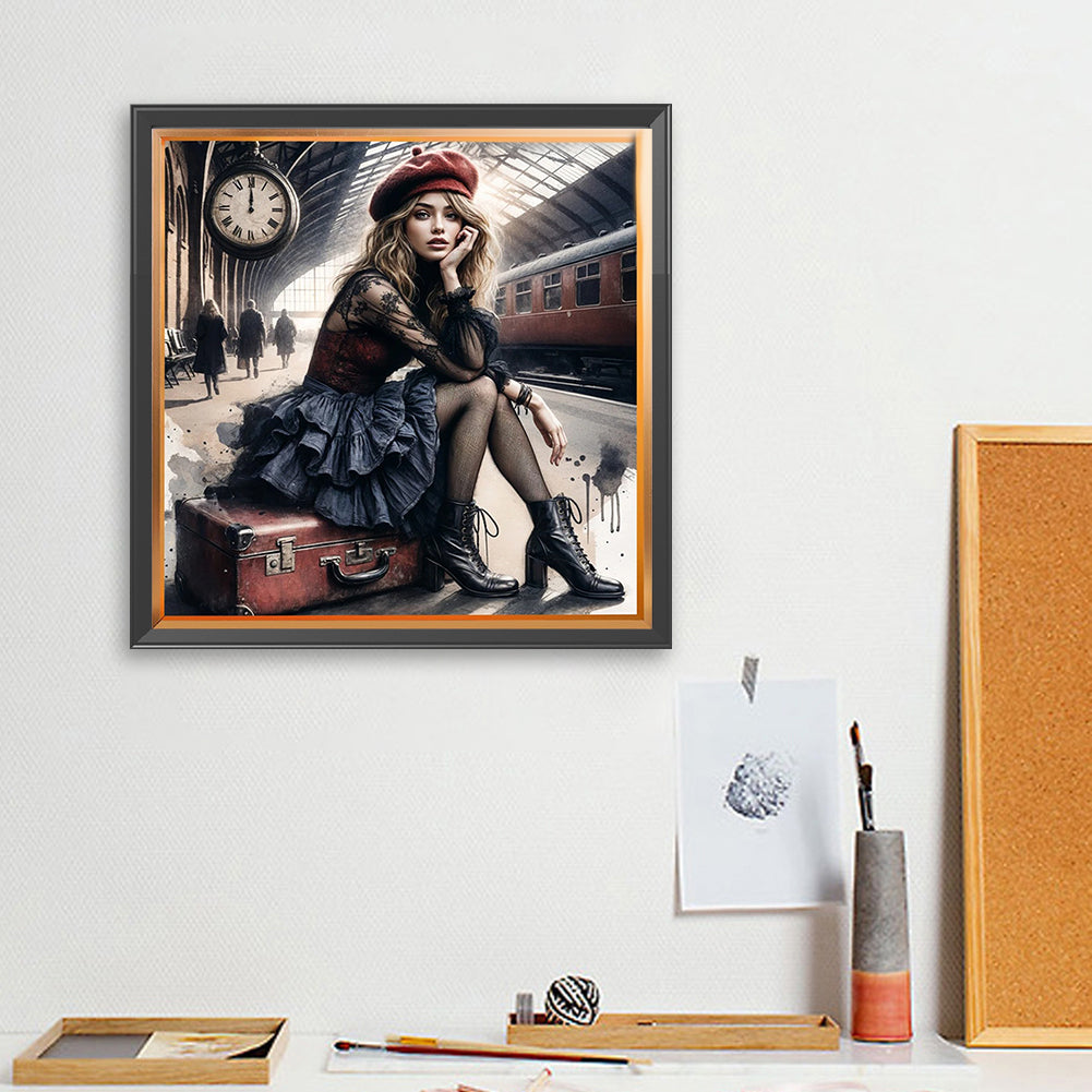Diamond Painting - Full Square - Woman At The Station (40*40CM)