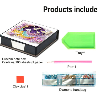 Leather Girl Diamond Painting Notecard Box Rhinestones Post It Dispenser