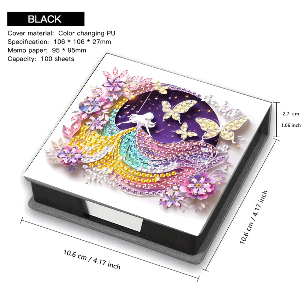Leather Girl Diamond Painting Notecard Box Rhinestones Post It Dispenser