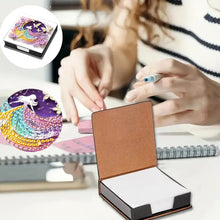 Load image into Gallery viewer, Leather Girl Diamond Painting Notecard Box Rhinestones Post It Dispenser
