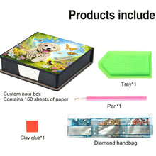 Load image into Gallery viewer, Leather Dog Diamond Painting Notecard Box Rhinestones Post It Dispenser
