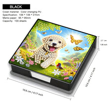 Load image into Gallery viewer, Leather Dog Diamond Painting Notecard Box Rhinestones Post It Dispenser
