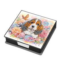Load image into Gallery viewer, Leather Dog Diamond Painting Notecard Box Rhinestones Post It Dispenser
