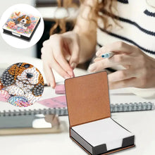 Load image into Gallery viewer, Leather Dog Diamond Painting Notecard Box Rhinestones Post It Dispenser
