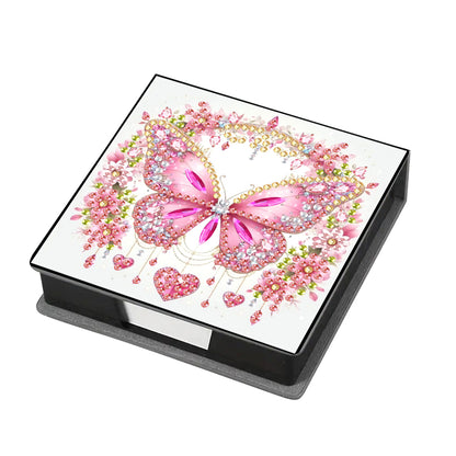 Leather Butterfly Diamond Painting Notecard Box Rhinestones Post It Dispenser