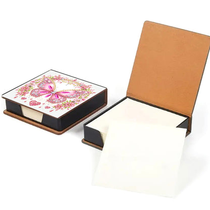 Leather Butterfly Diamond Painting Notecard Box Rhinestones Post It Dispenser