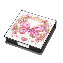 Load image into Gallery viewer, Leather Butterfly Diamond Painting Notecard Box Rhinestones Post It Dispenser
