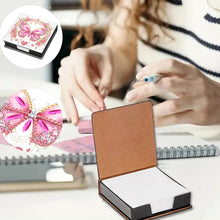Load image into Gallery viewer, Leather Butterfly Diamond Painting Notecard Box Rhinestones Post It Dispenser
