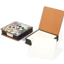 Load image into Gallery viewer, Leather Dog Cat Diamond Painting Notecard Box Rhinestones Post It Dispenser
