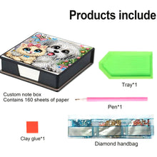 Load image into Gallery viewer, Leather Dog Cat Diamond Painting Notecard Box Rhinestones Post It Dispenser
