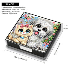 Load image into Gallery viewer, Leather Dog Cat Diamond Painting Notecard Box Rhinestones Post It Dispenser
