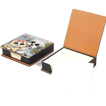 Load image into Gallery viewer, Leather Dog Cat Diamond Painting Notecard Box Rhinestones Post It Dispenser
