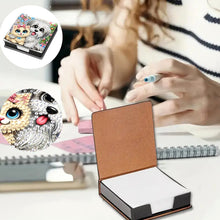 Load image into Gallery viewer, Leather Dog Cat Diamond Painting Notecard Box Rhinestones Post It Dispenser
