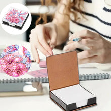 Load image into Gallery viewer, Leather Flowers Bird Diamond Painting Notecard Box Rhinestones Post It Dispenser
