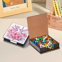 Load image into Gallery viewer, Leather Flowers Bird Diamond Painting Notecard Box Rhinestones Post It Dispenser
