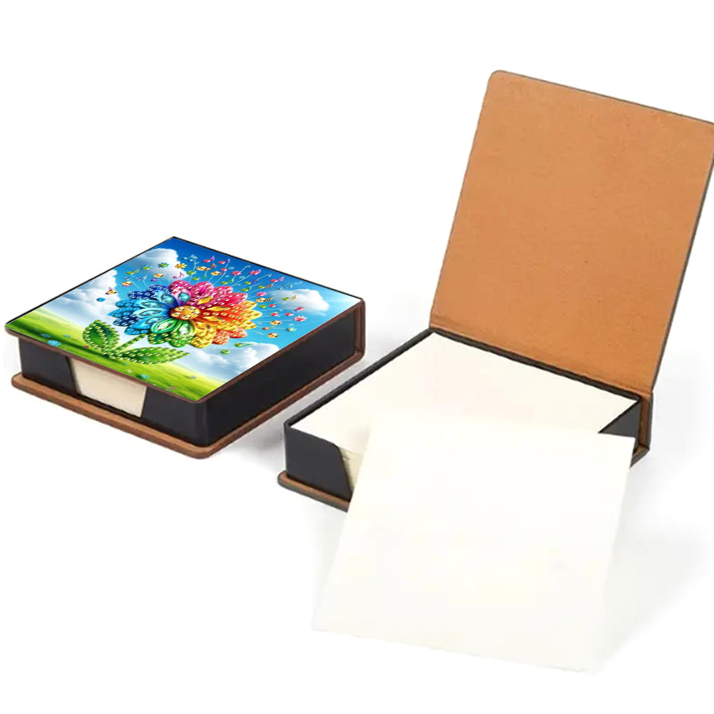 Leather Flowers Diamond Painting Notecard Box Rhinestones Post It Dispenser